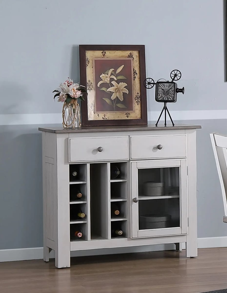 Buffet Cabinet, Washed Grey & White
