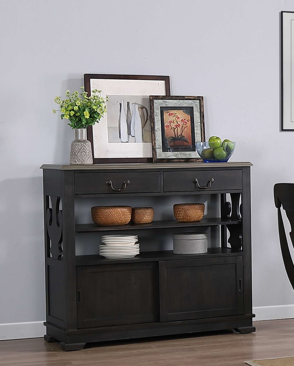 C6505 Buffet Cabinet, Black & Brown