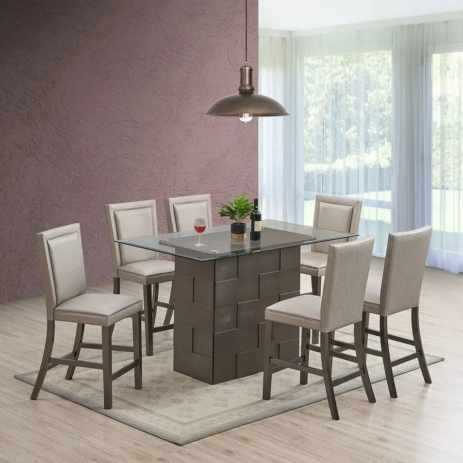 D530-T Dinette Table, Clear & Metallic Gray