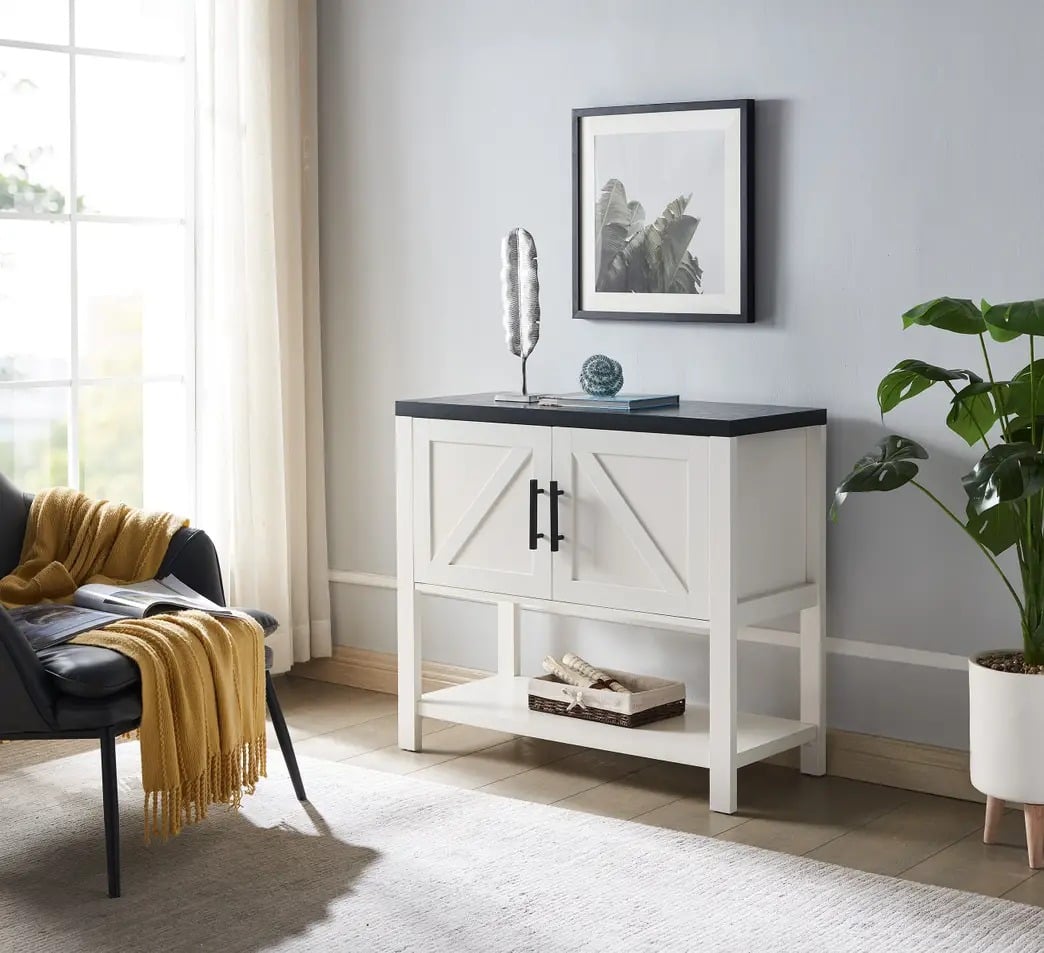 Console Table, White & Black