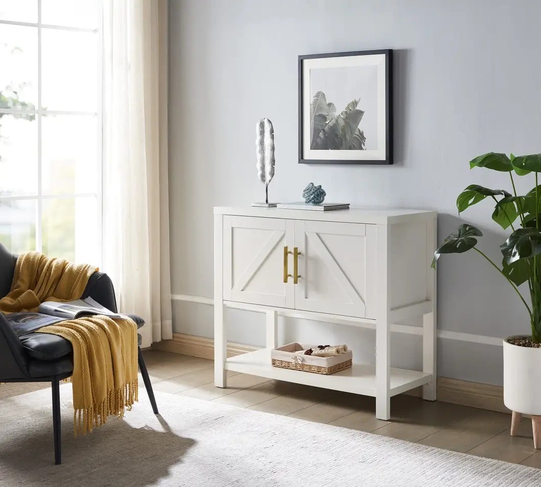 36 x 15 x 32 in. Console Table, White