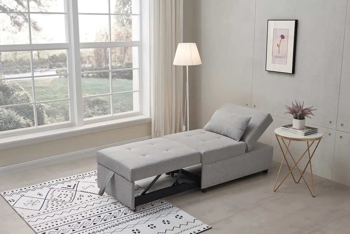 FB77-LG Ottoman Bed, Light Gray -  InRoom Furniture