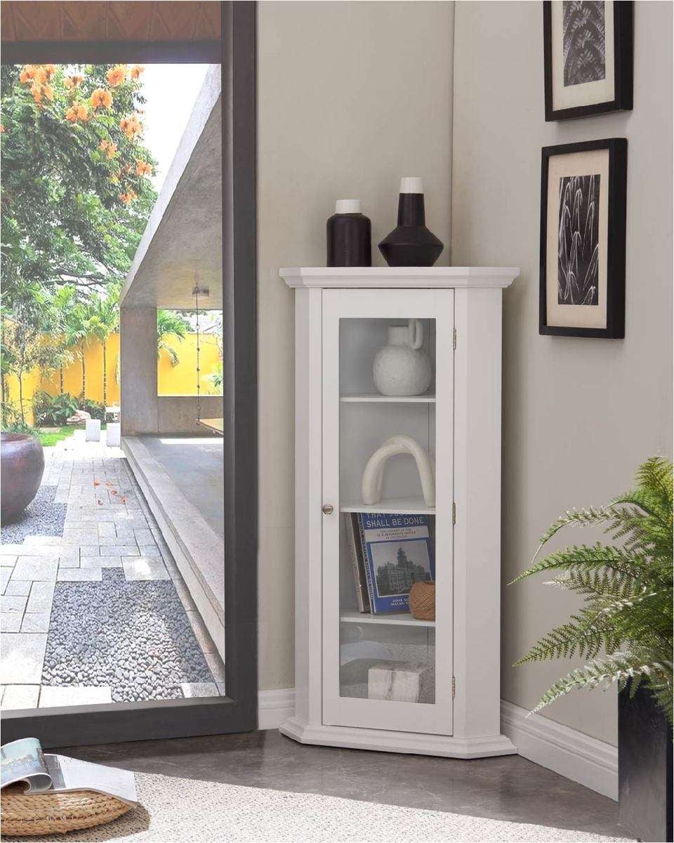 Corner Curio Cabinet, White