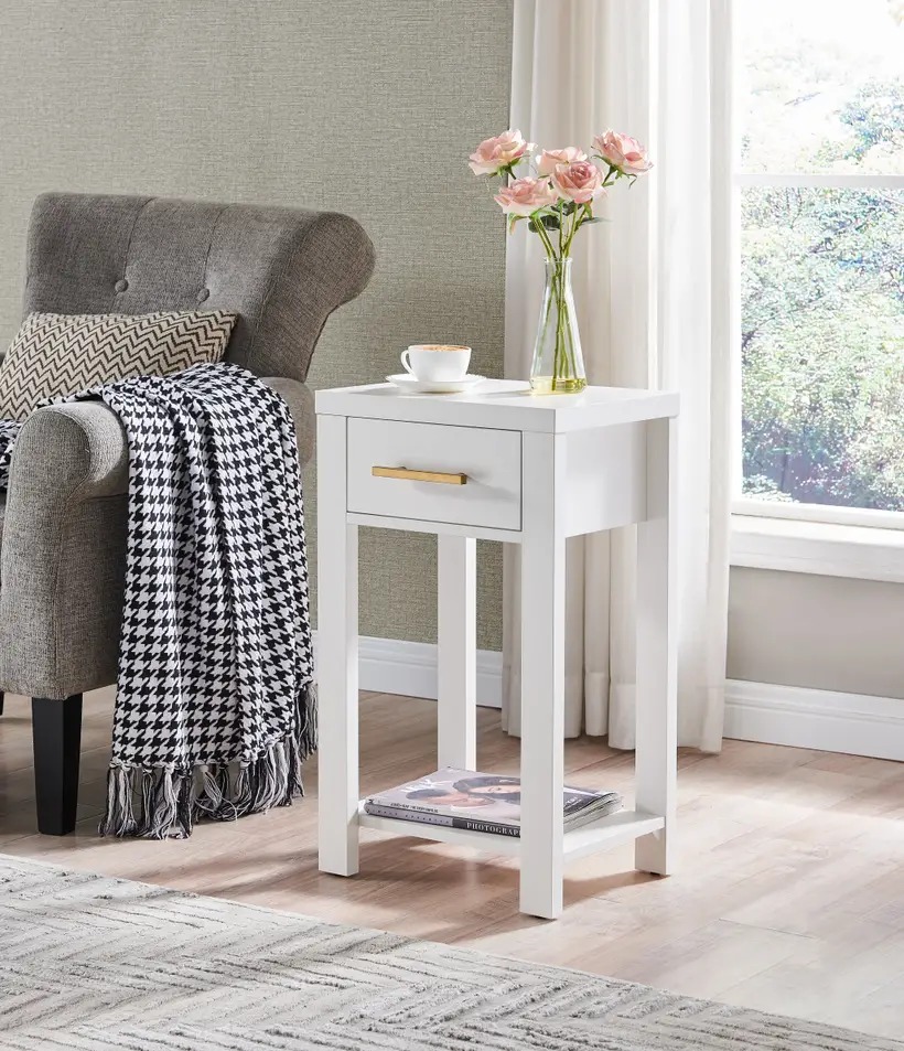 16 x 12 x 26 in. Side Table, White