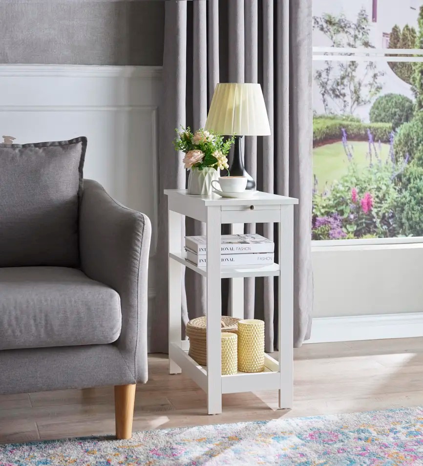 2002WH-E 20 x 11 x 24 in. Side Table, White