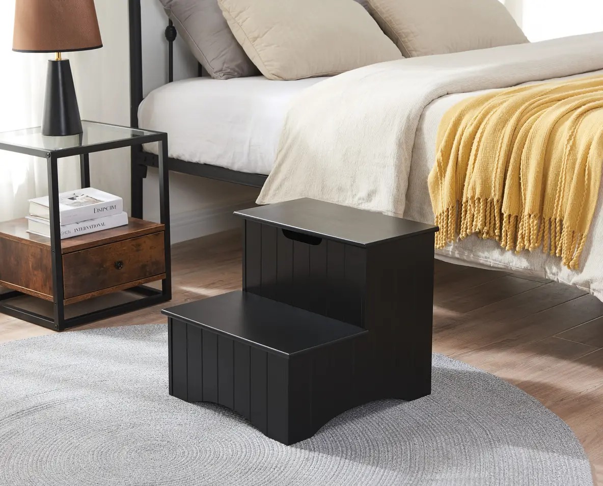 Picture of InRoom Furniture 33BL Storage Step Stool&#44; Black