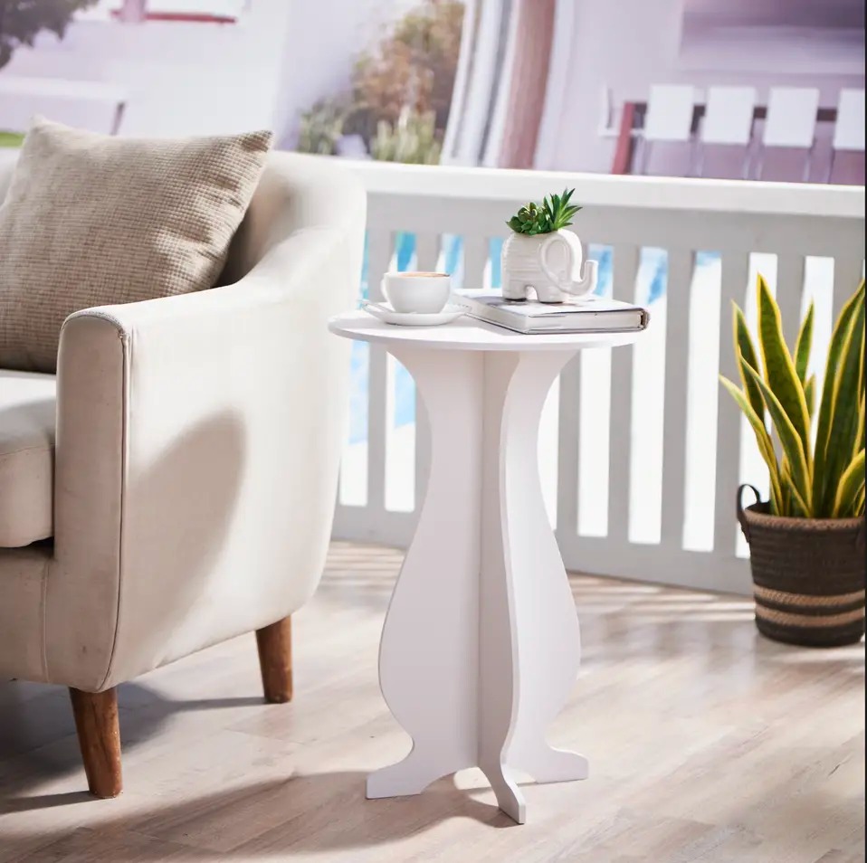 16 x 16 x 24 in. Wood Side Table, White