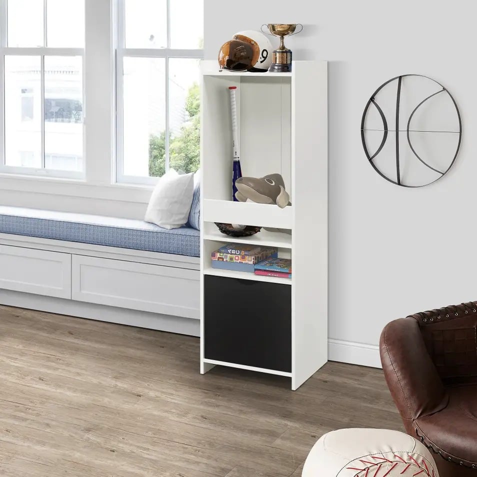 Laminated Wood Bookcase, White & Black