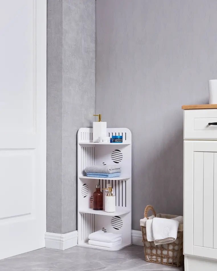 12 x 9 x 31 in. Bathroom Corner Shelves, White
