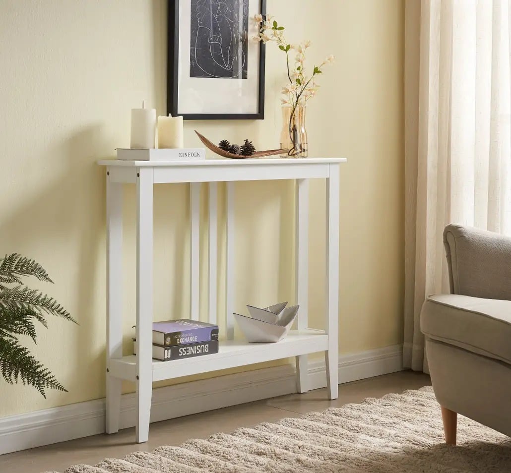 C1153-WH 36 x 7 x 32 in. Console Table, White -  InRoom Furniture