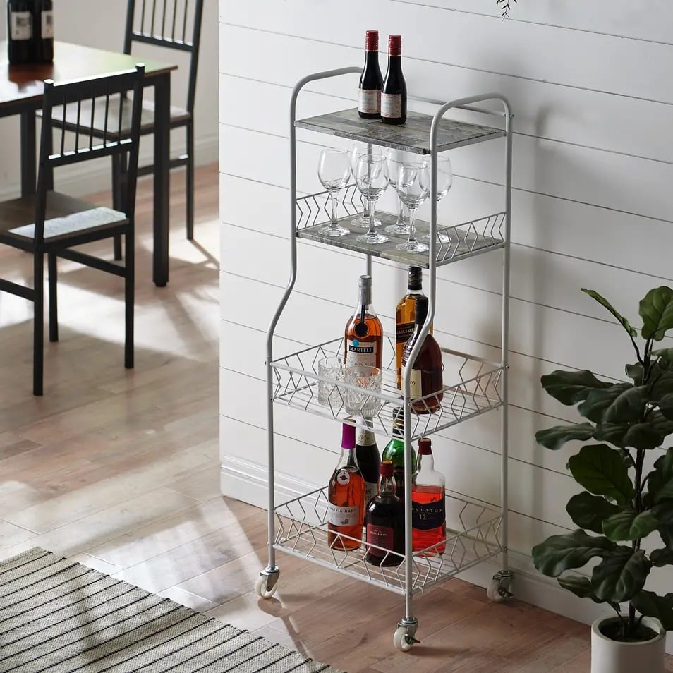 Serving Cart, White & Gray