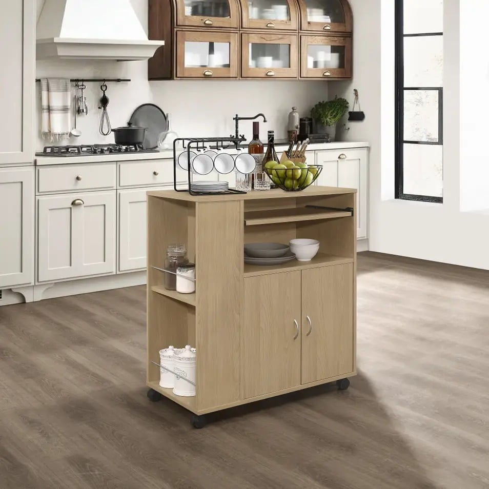 30 x 15 x 32 in. Kitchen Cart, Beech