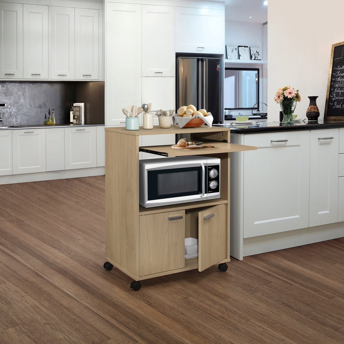 24 x 16 x 32 in. Kitchen Cart, Beech