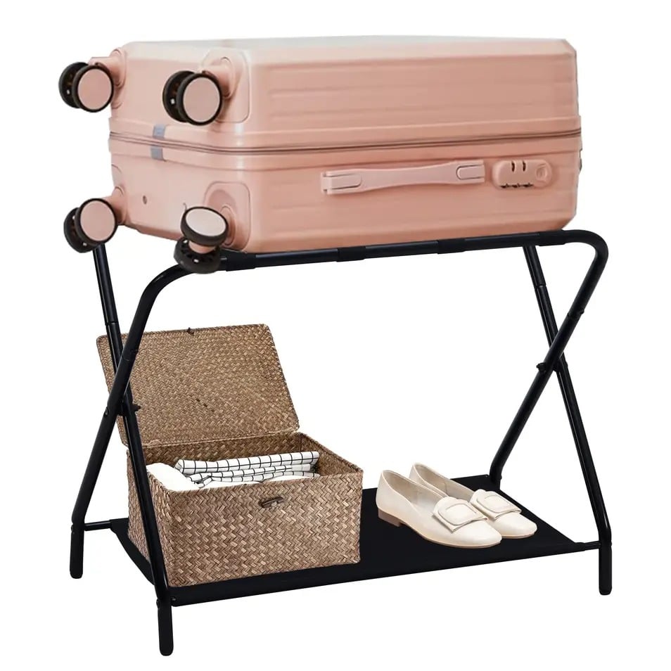 27 x 15 x 21 in. Luggage Rack, Black