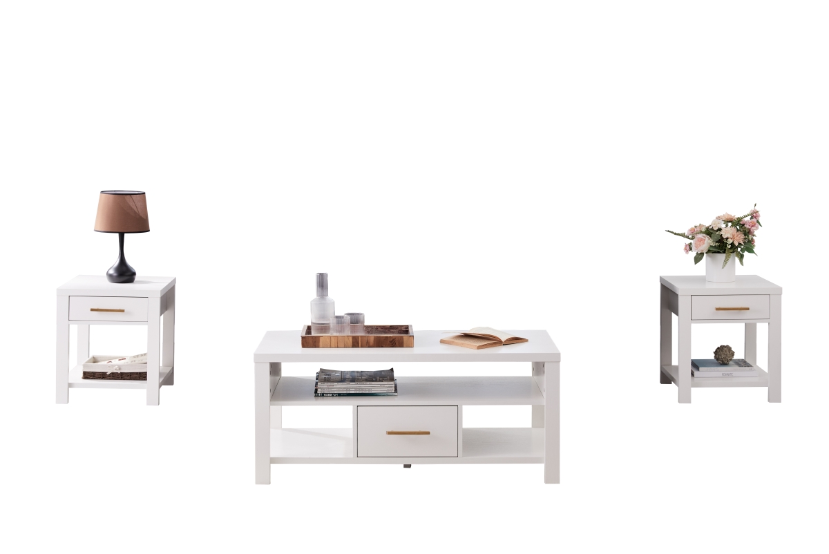 42 x 20 x 18.5 in. Occasional Table Set, White - 3 Piece