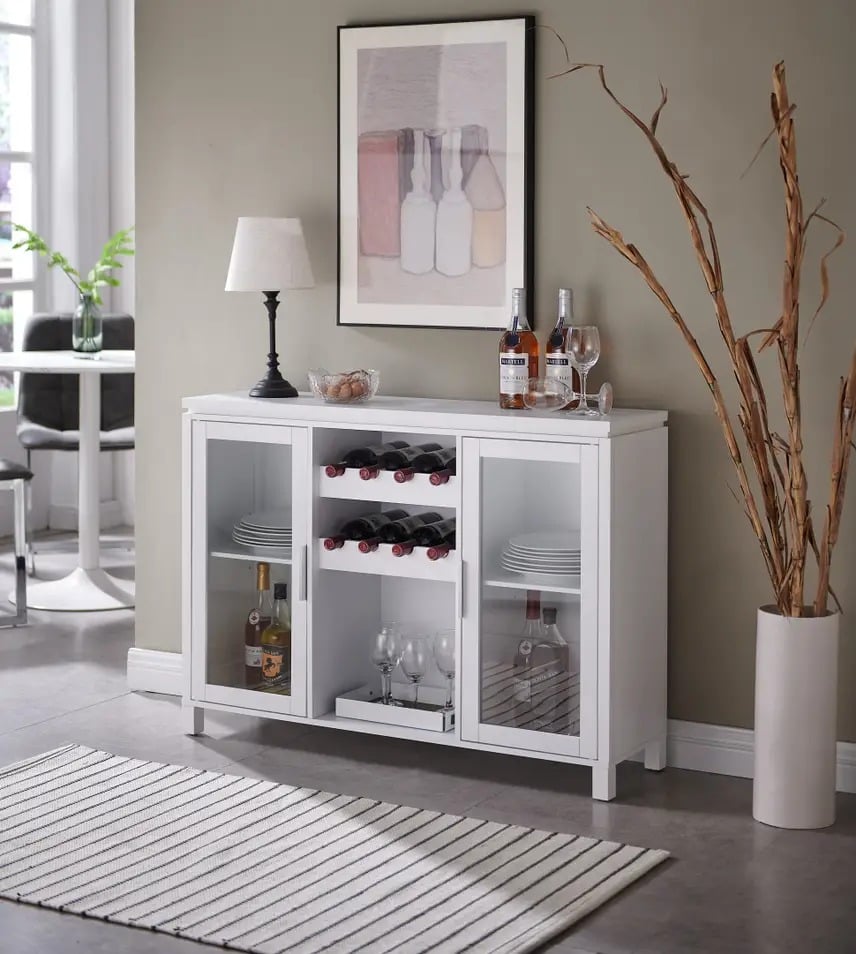 Buffet & Wine Rack, White
