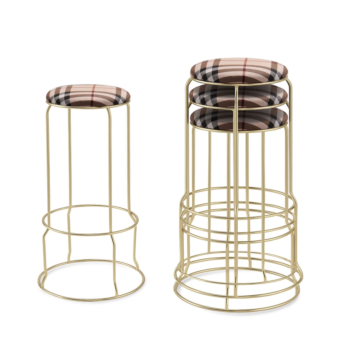 ST65-16 Carmilla Counter Height Stools, Plaid - Set of 4
