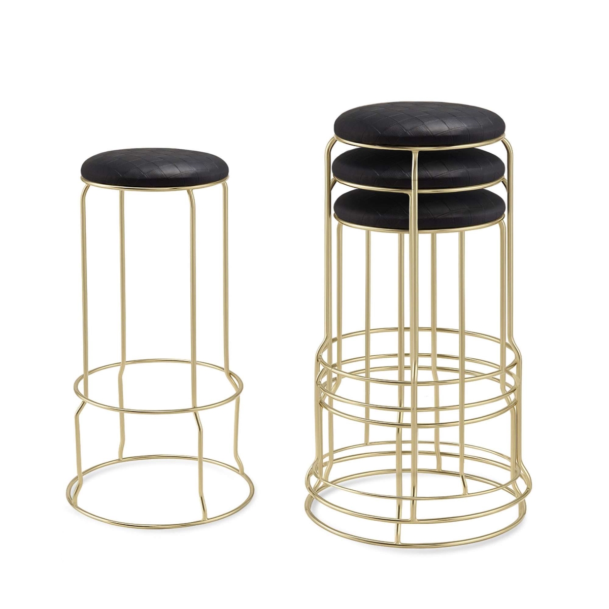 ST65-73 Carmilla Counter Height Stools, Checker Black - Set of 4