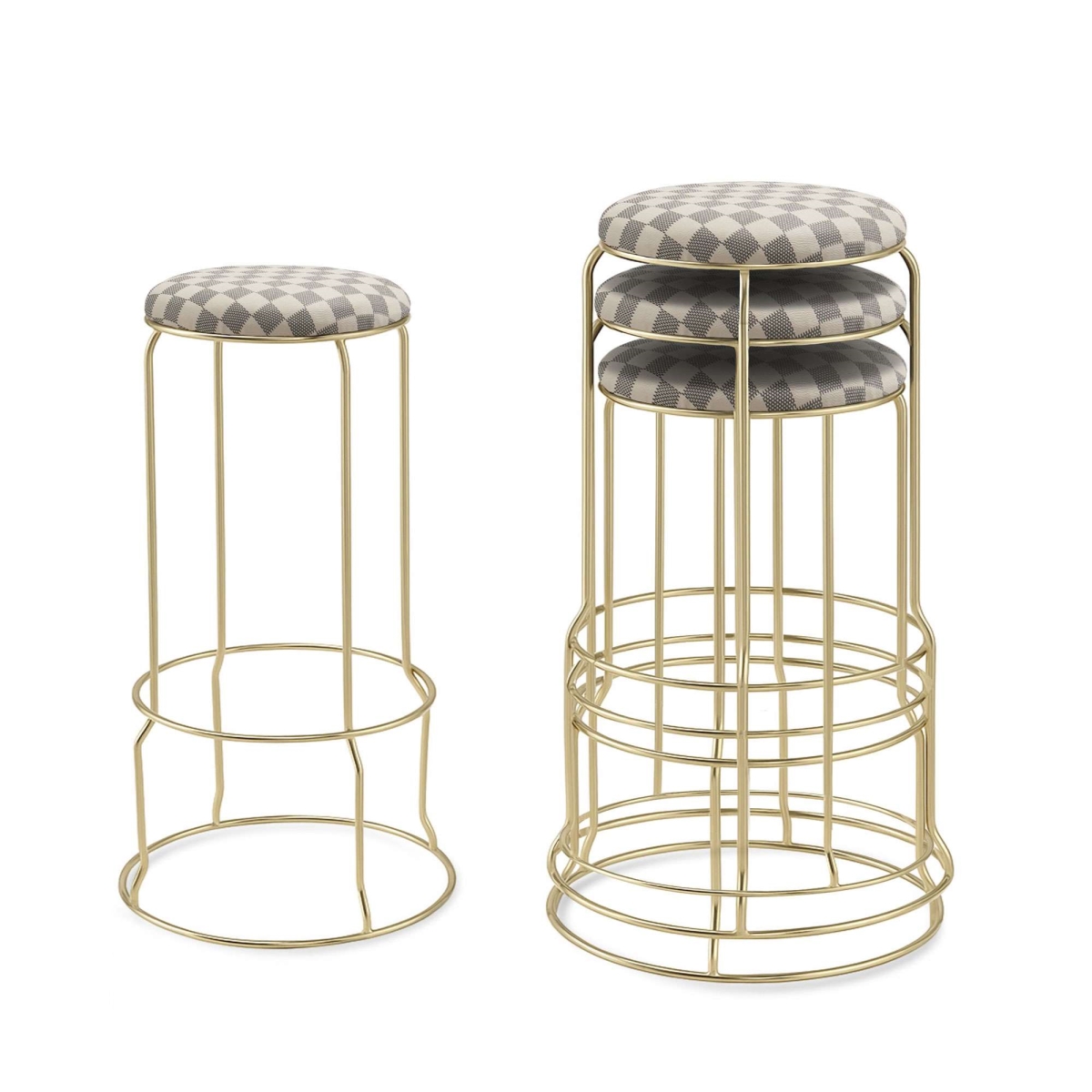 ST65-12 Carmilla Counter Height Stools, Checker White - Set of 4