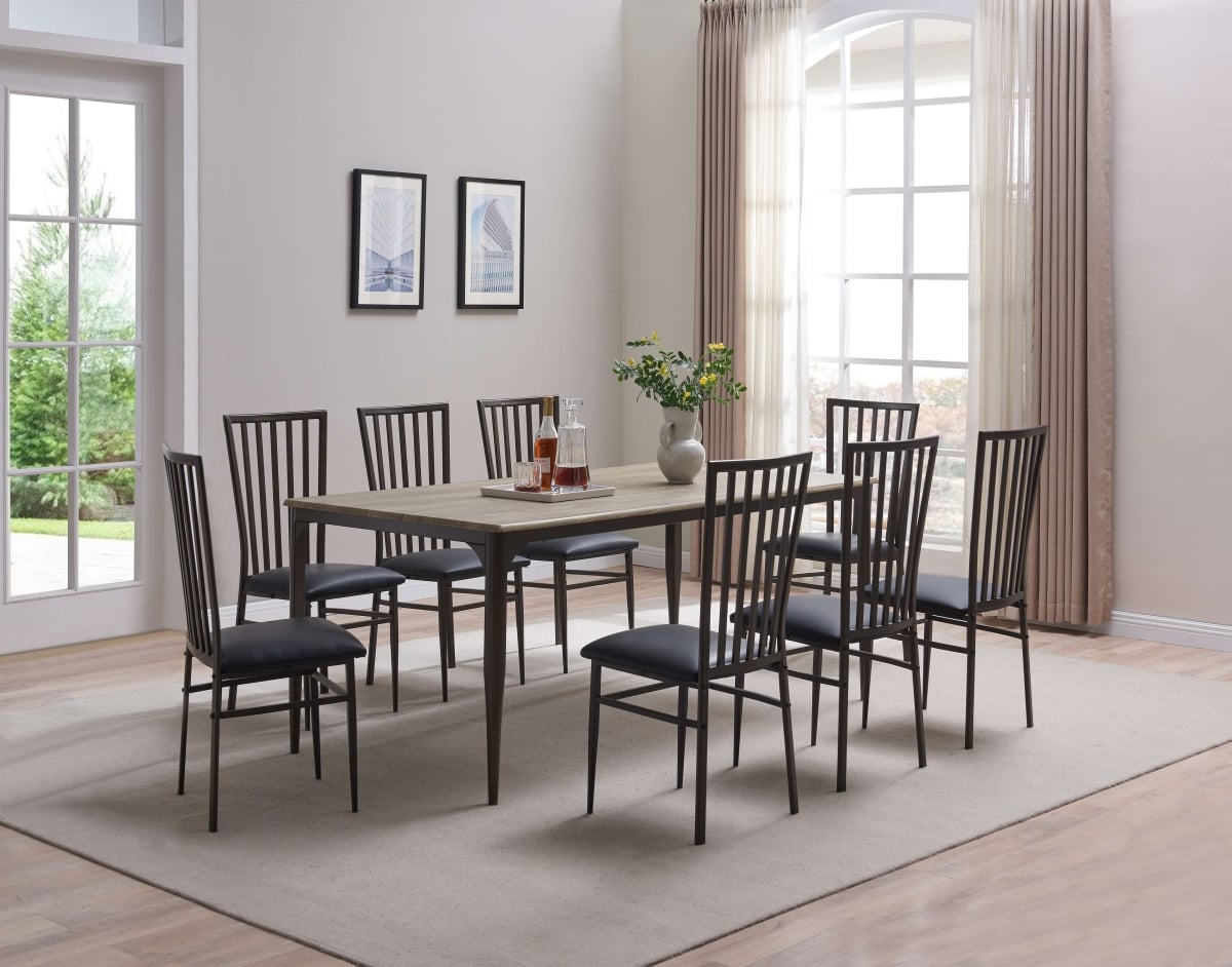D4013-08 72 in. Dekkers Dining Set - Walnut & Black