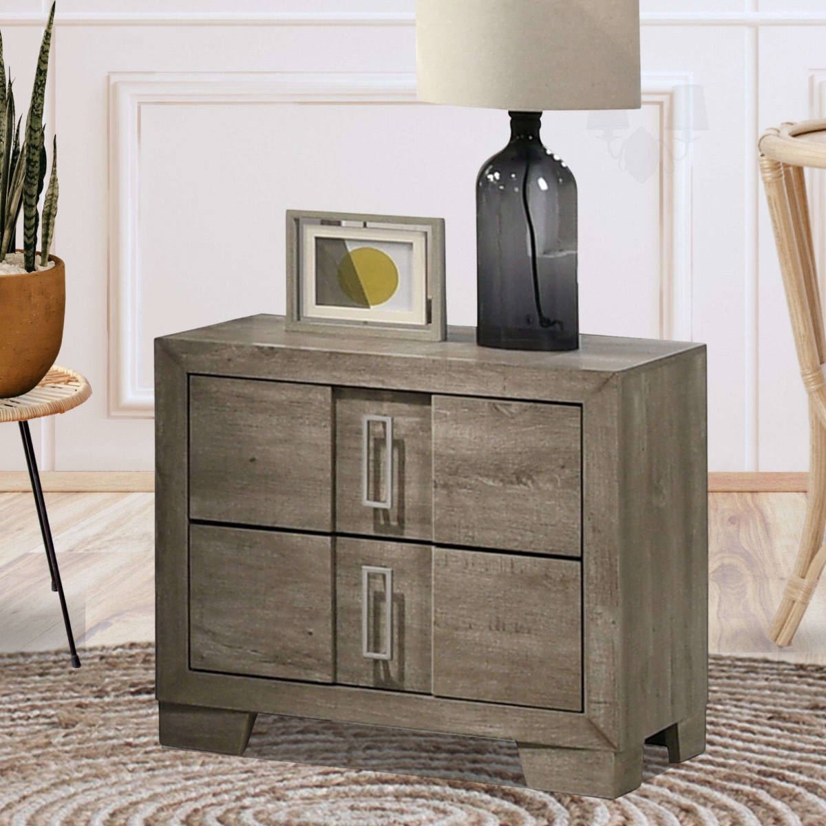 B222-N Dawson 2 Drawer Nightstand, Light Brown