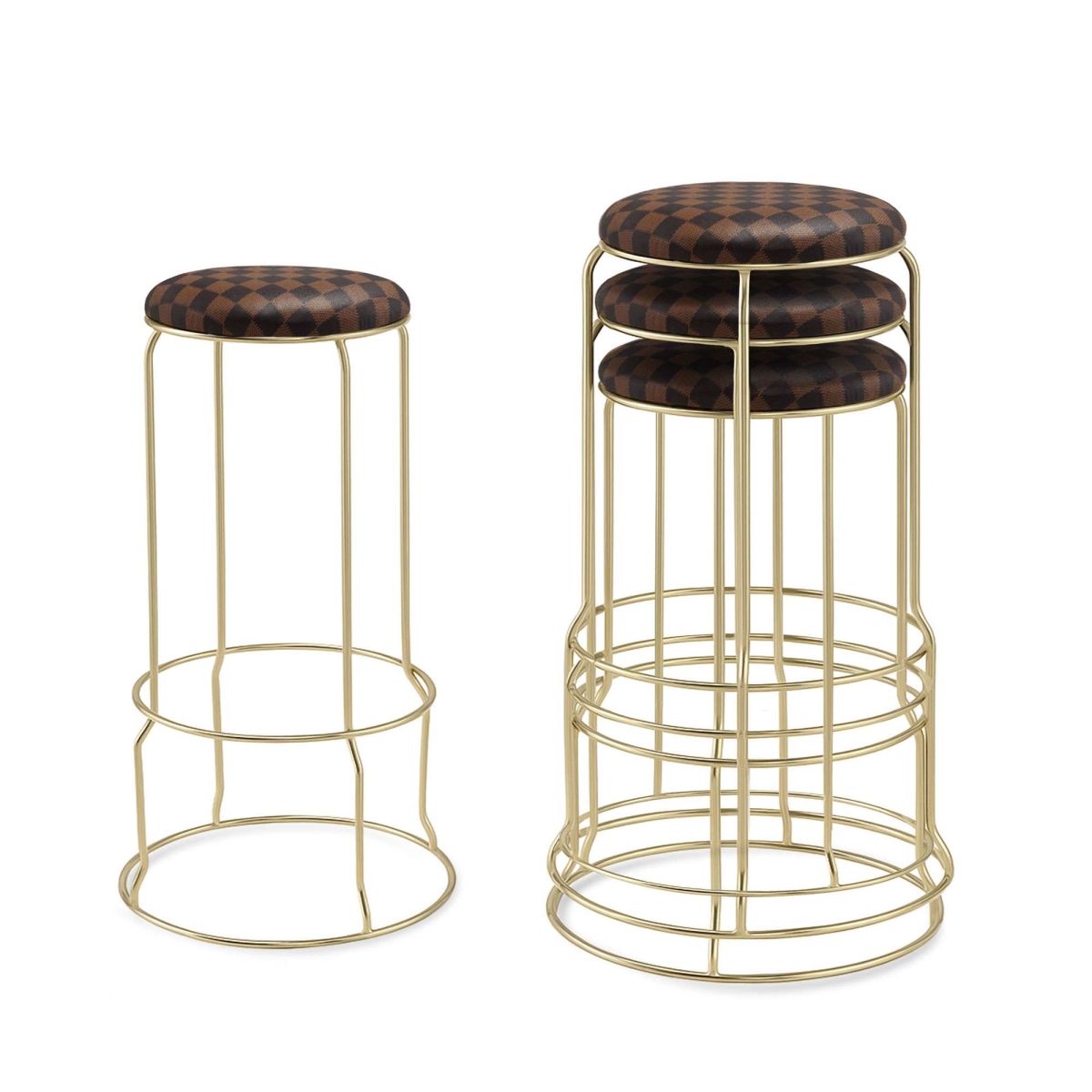 ST65-13 Carmilla Counter Height Stools, Checker Brown - Set of 4
