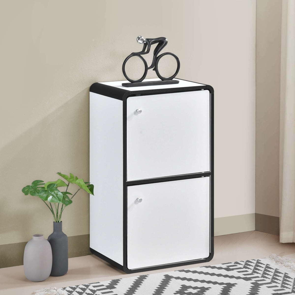 BK1268-WH Dothan Wood 2-Cubed Closed Bookcase, White