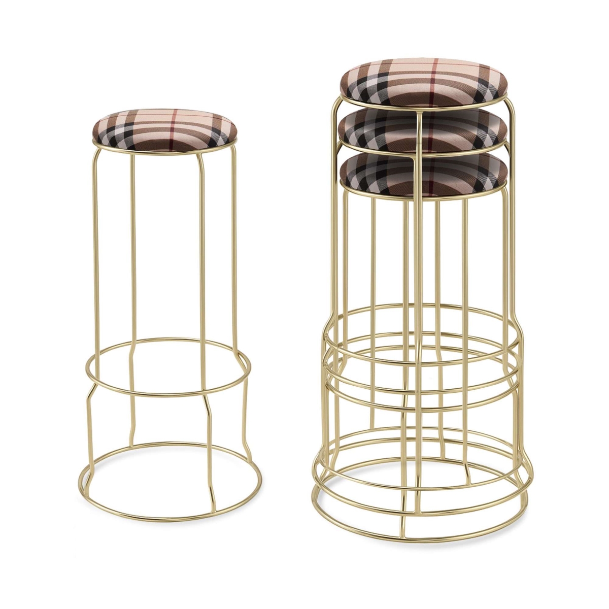 ST75-16 Carmilla Bar Stools, Plaid - Set of 4