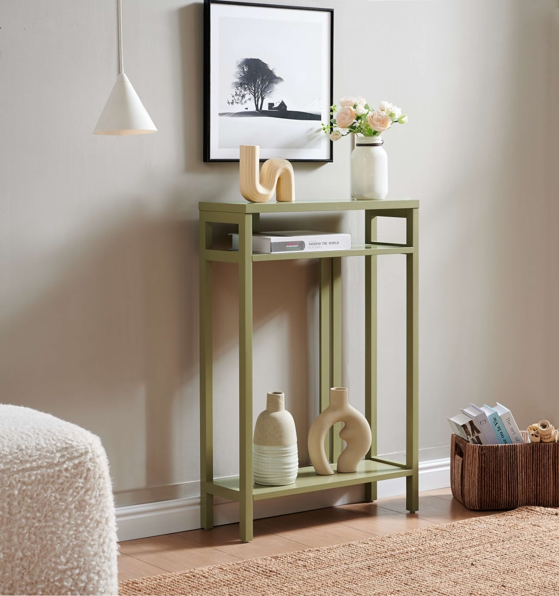 C1154-LP Bisbee Wood Console Table, Lemon Pepper
