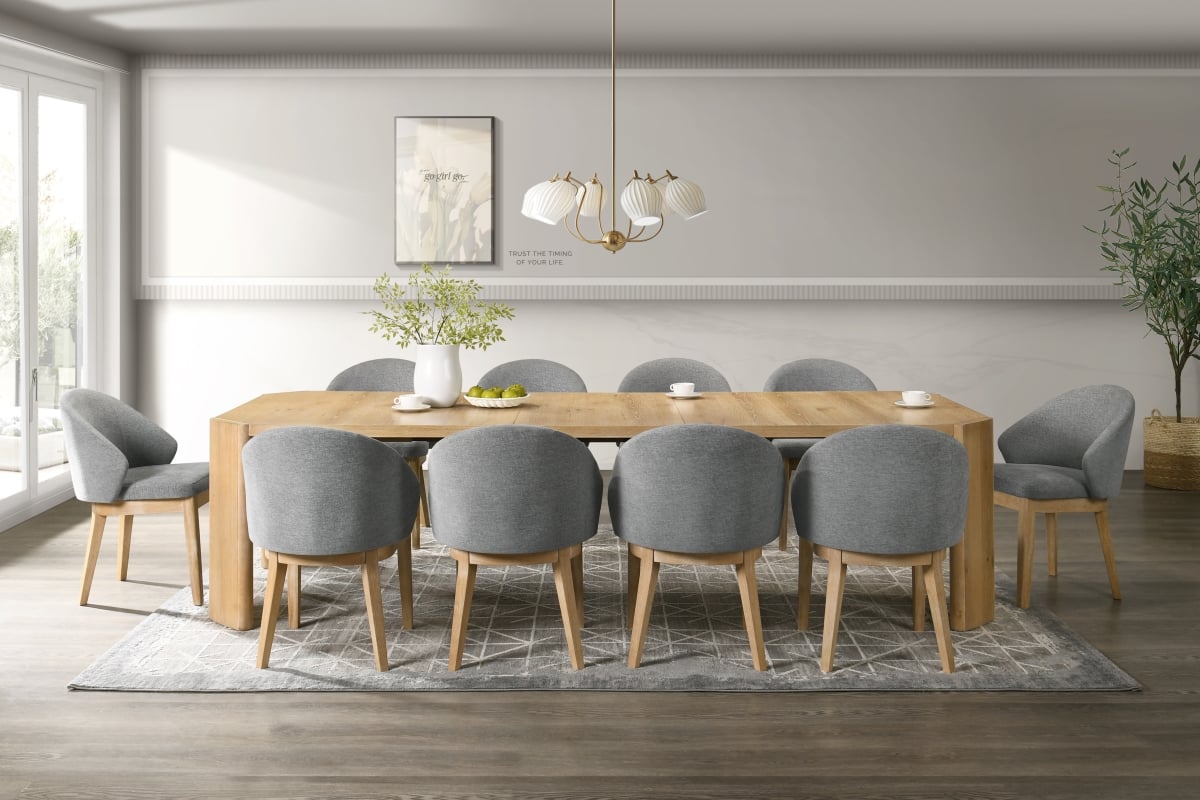 D12-C Casper Dining Set, Kepler Driftwood & Fabric Cement - Set of 2
