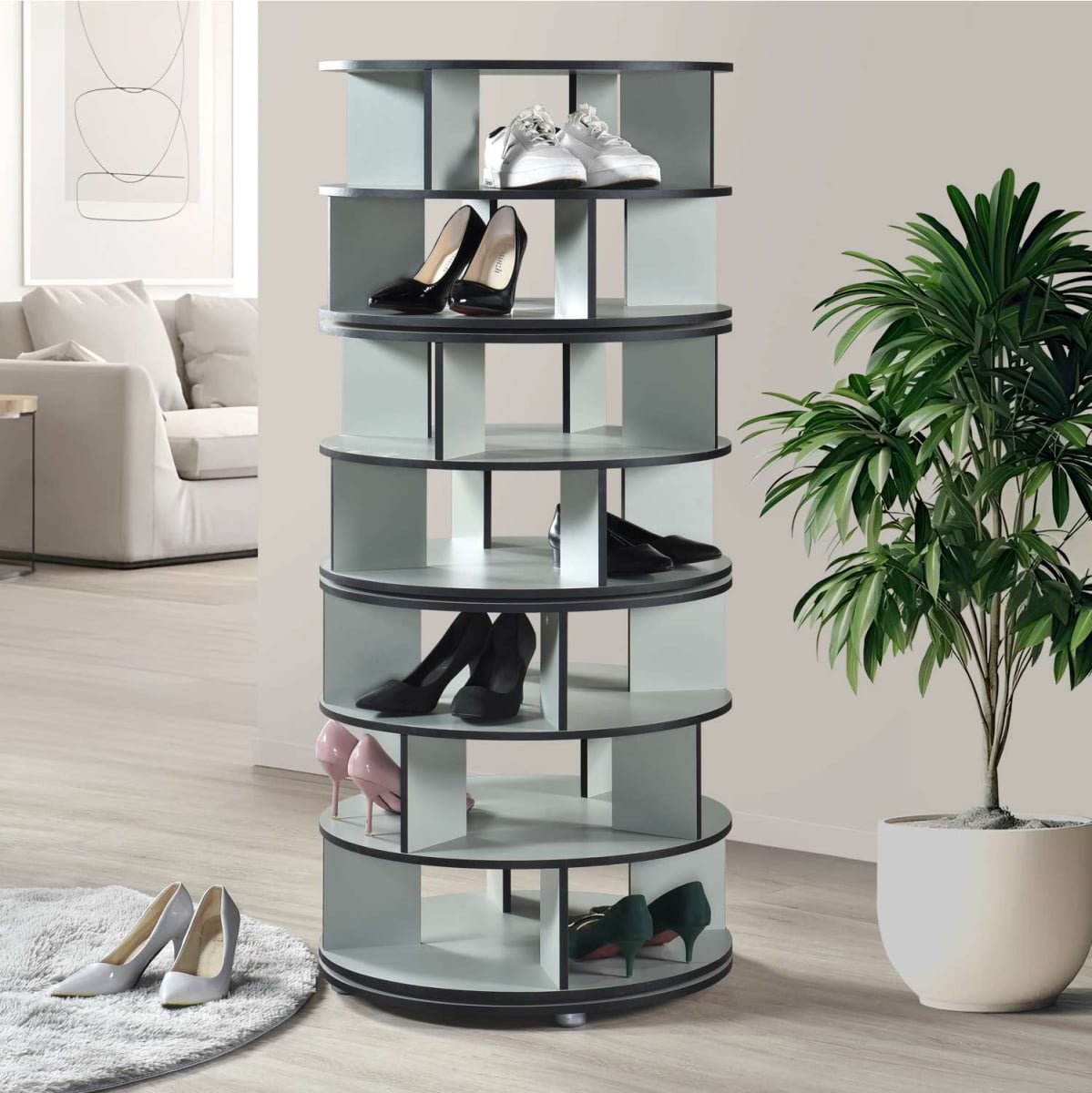 SR-6457-G Cassidy 7-Tier Revolving Shoe Rack, Green