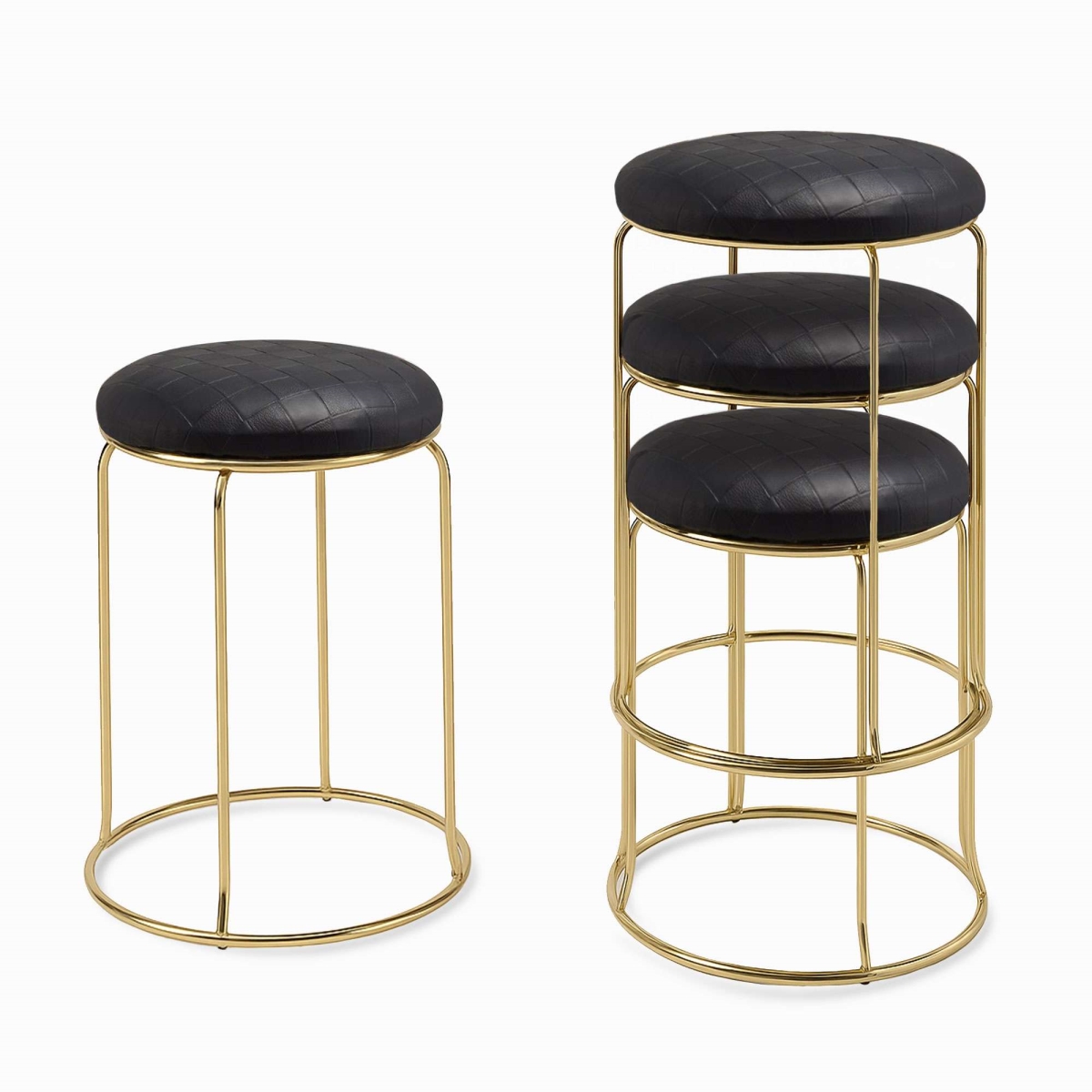 ST45-73 Carmilla 18 in. Stools, Checker Black - Set of 4