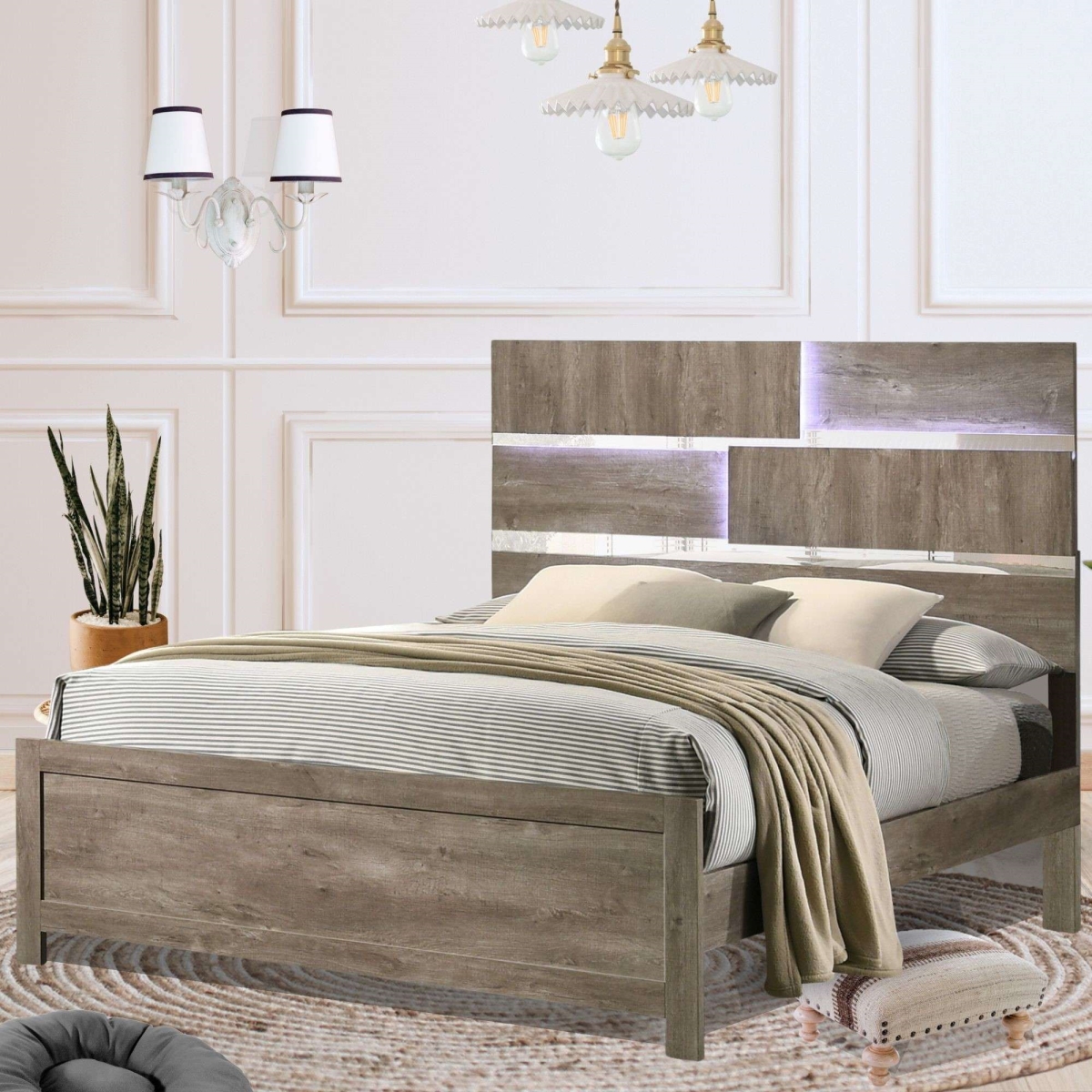 B222-K Dawson Bed, Light Brown - King Size