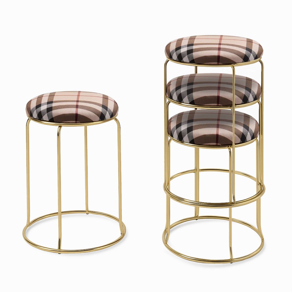 ST45-16 Carmilla 18 in. Stools, Plaid - Set of 4