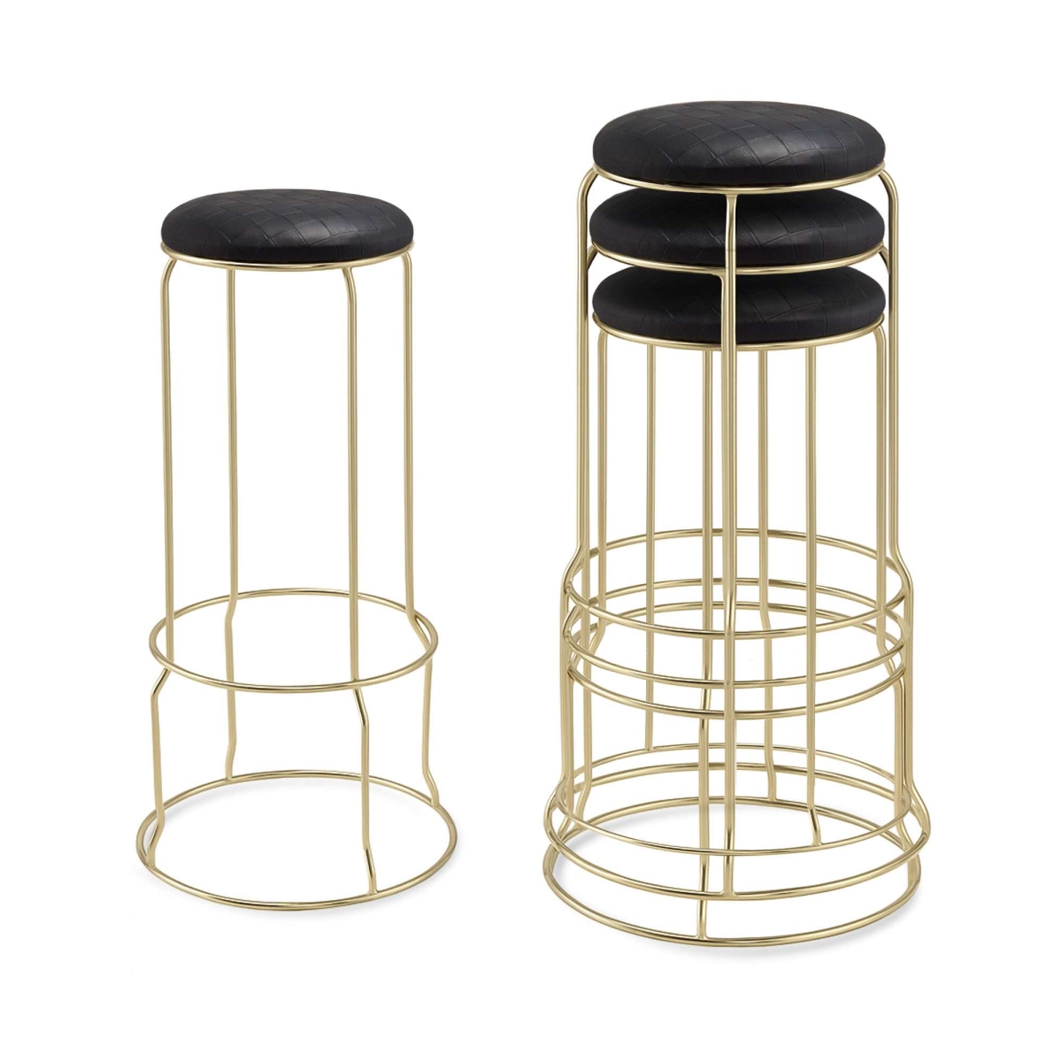 ST75-73 Carmilla Bar Stools, Checker Black - Set of 4