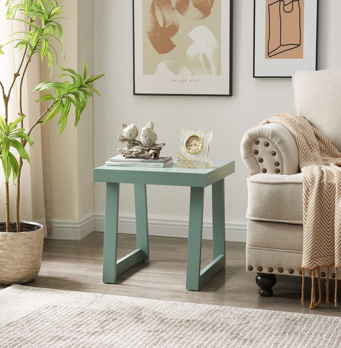 T1179BU-E Charlie End Table, Ice Blue