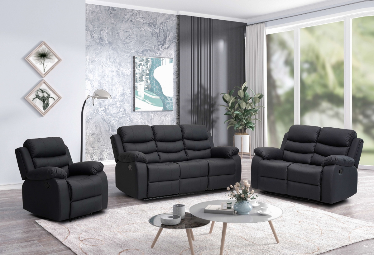 9013BL-S Selena Recliner Sofa, Black