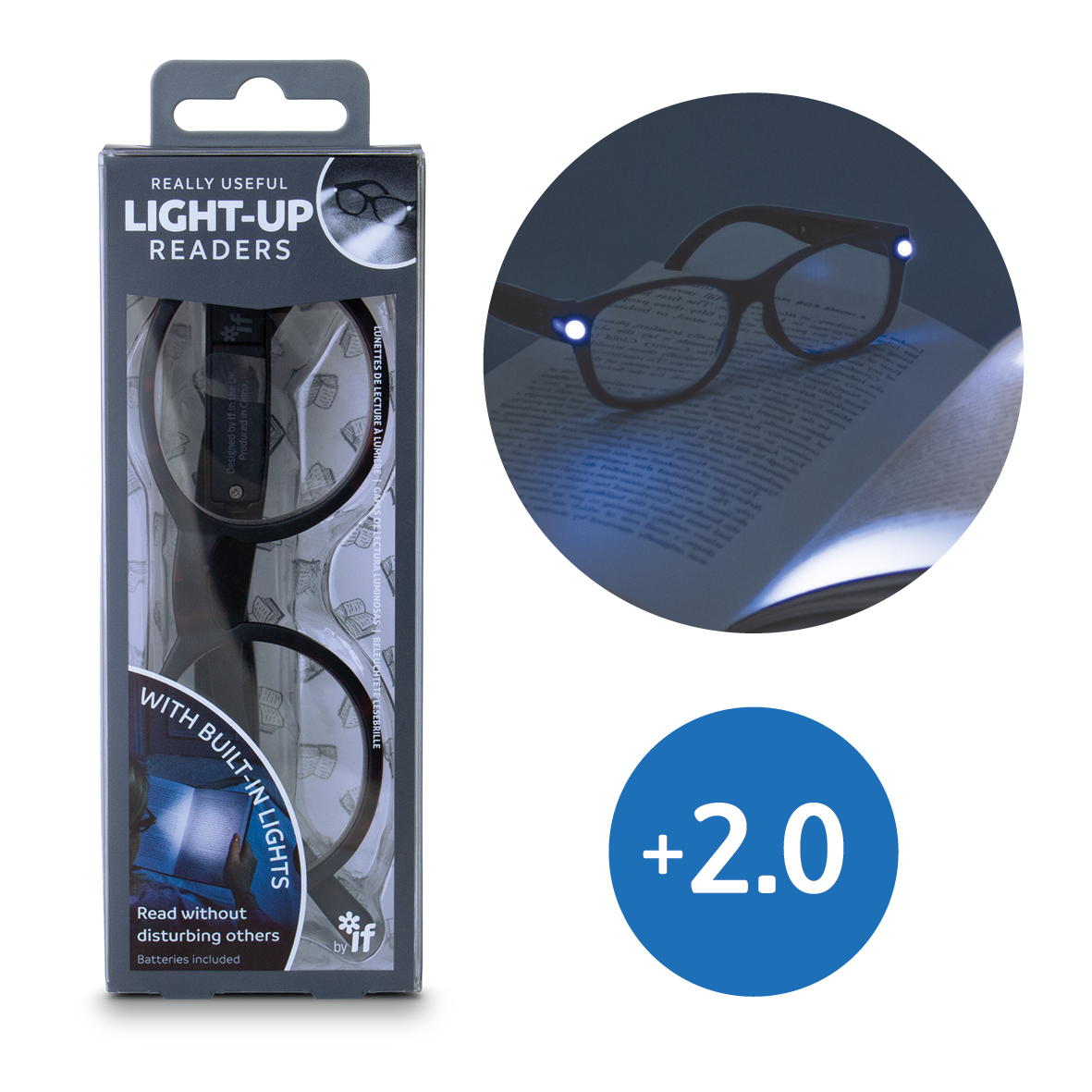 Picture of If USA 46402 Really Useful Light-Up Readers Tortoiseshell Glasses, Grey - Plus 2.0