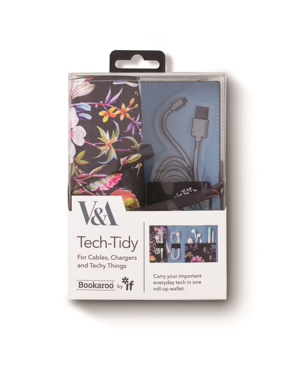 V & A Bookaroo Kilburn Tech-Tidy, Black Floral