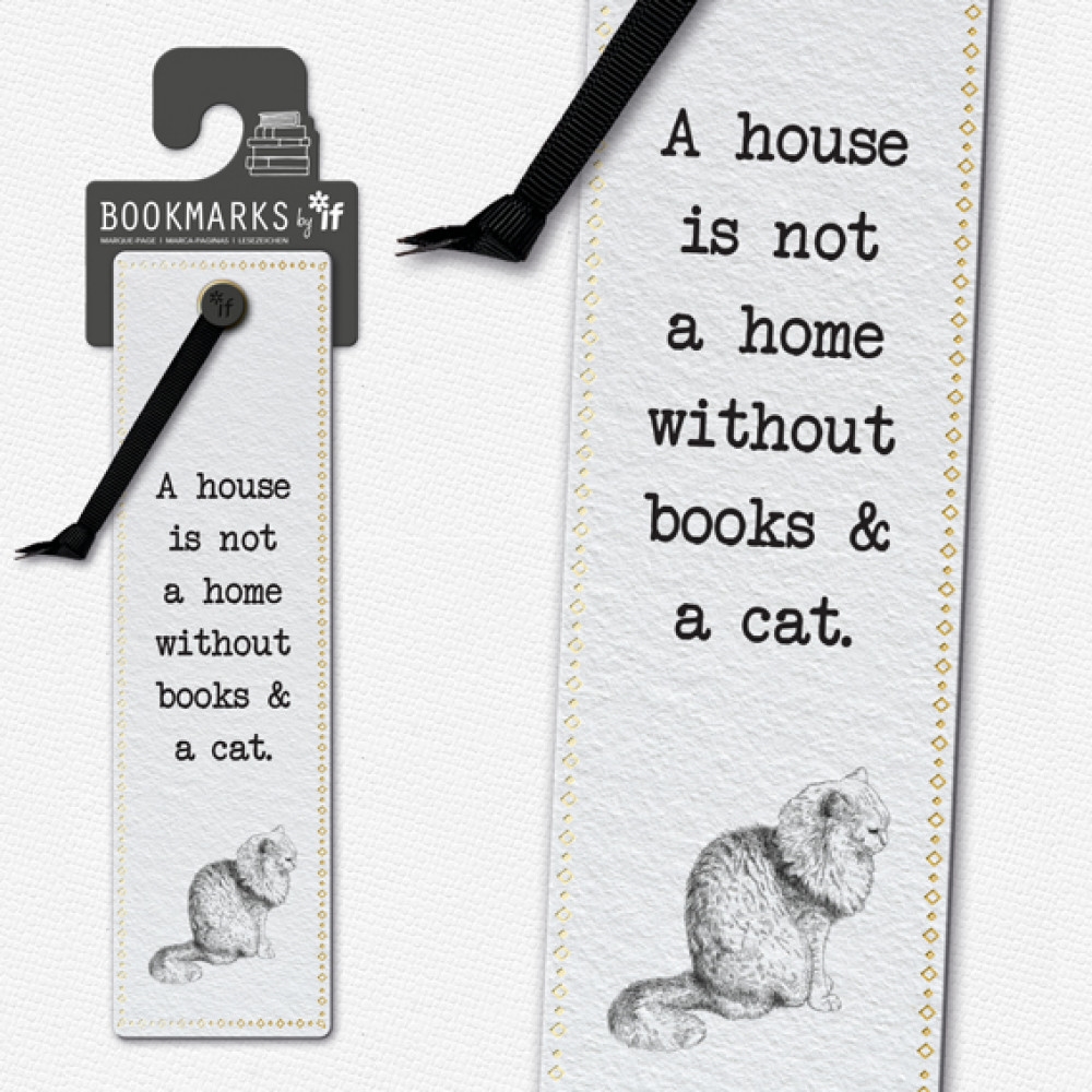 Literary Collection Bookmark Books & A Cat