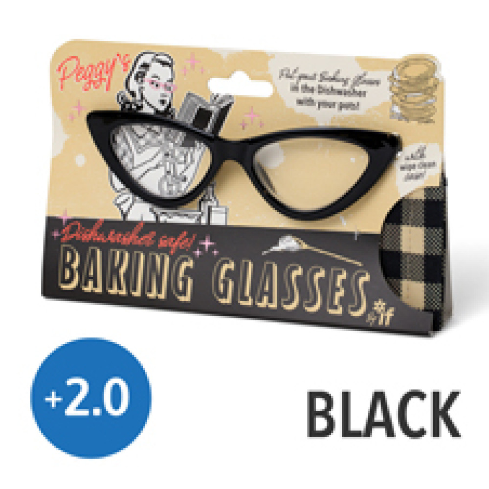 36203 Peggys Baking Reading Glasses - Black Plus 2.0 Strength