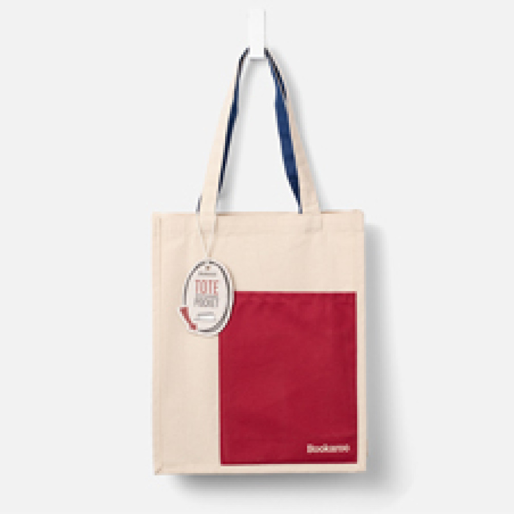 38046 Bookaroo Tote Bag - Dark Red & Navy