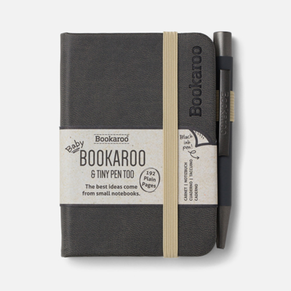38204 Baby Bookaroo A7 Notebook with Tiny Pen - Charcoal