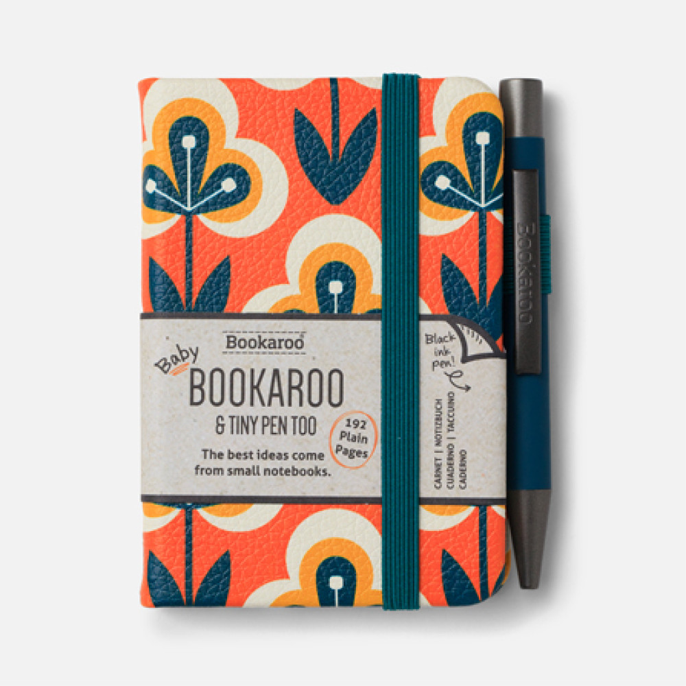 38213 Baby Bookaroo A7 Notebook with Tiny Pen - Teal & Orange Retro