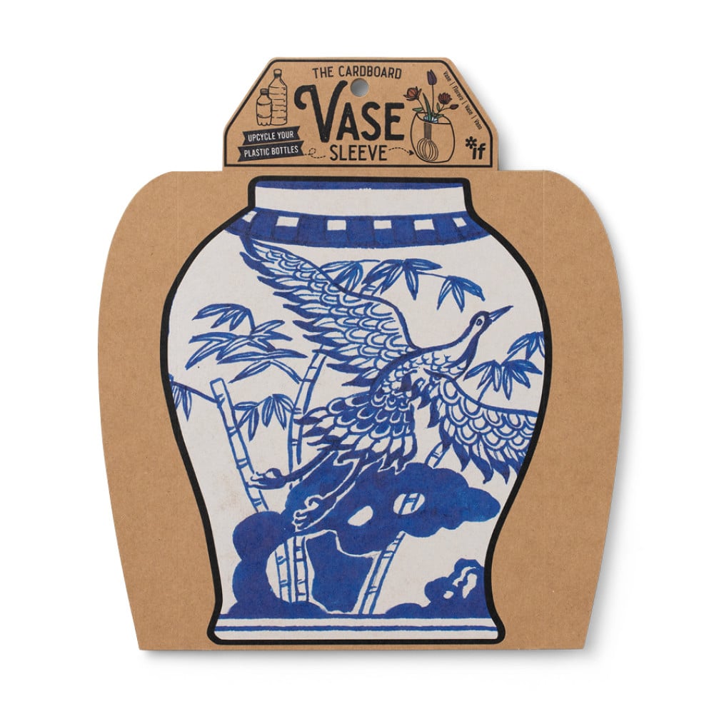 47702 The Cardboard Vase Sleeve - Blue & White Oriental