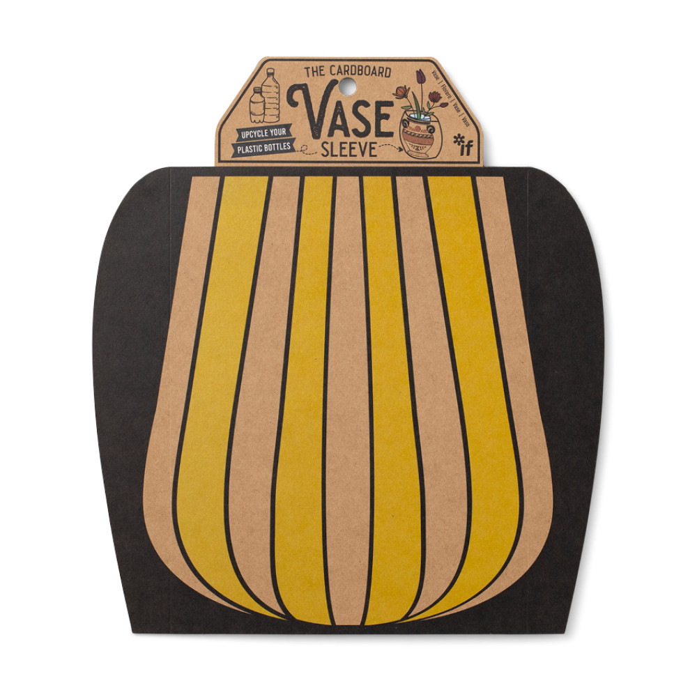 47706 The Cardboard Vase Sleeve - Yellow Stripy