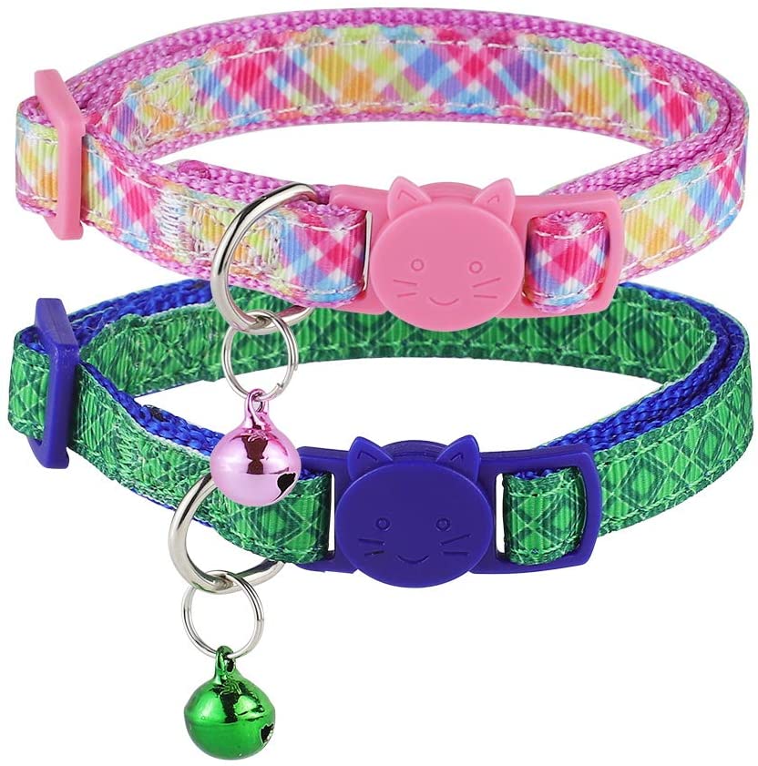Picture of Powboro NPB0024PBG Collar Safety Adjustable with Personalization Options & Christmas Gift Accessory for Small Medium Dogs & Cats&#44; Pink&#44; Blue & Green - Set of 2