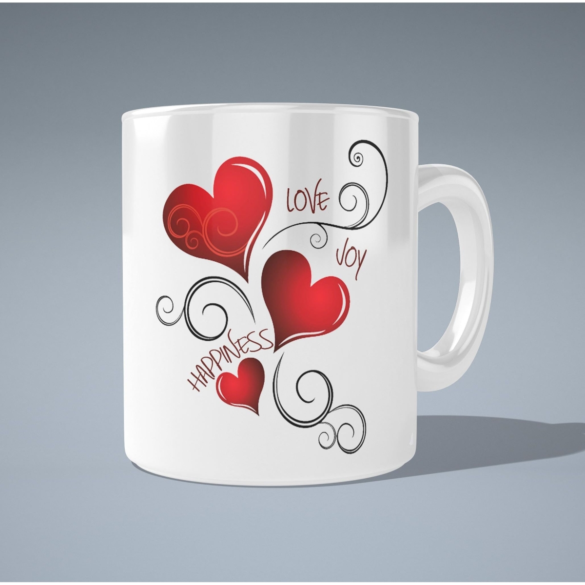 CMG11-IGC-VZD8 Love Joy Happness Mug Coffee and Tea Ceramic Mug 11oz