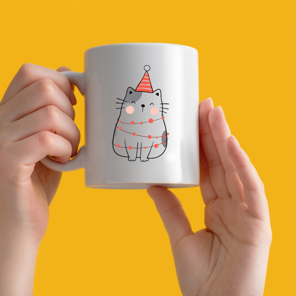 CMG11-IGCM-CHRICARLIGHT Christmas lights Cat Wearing Hat