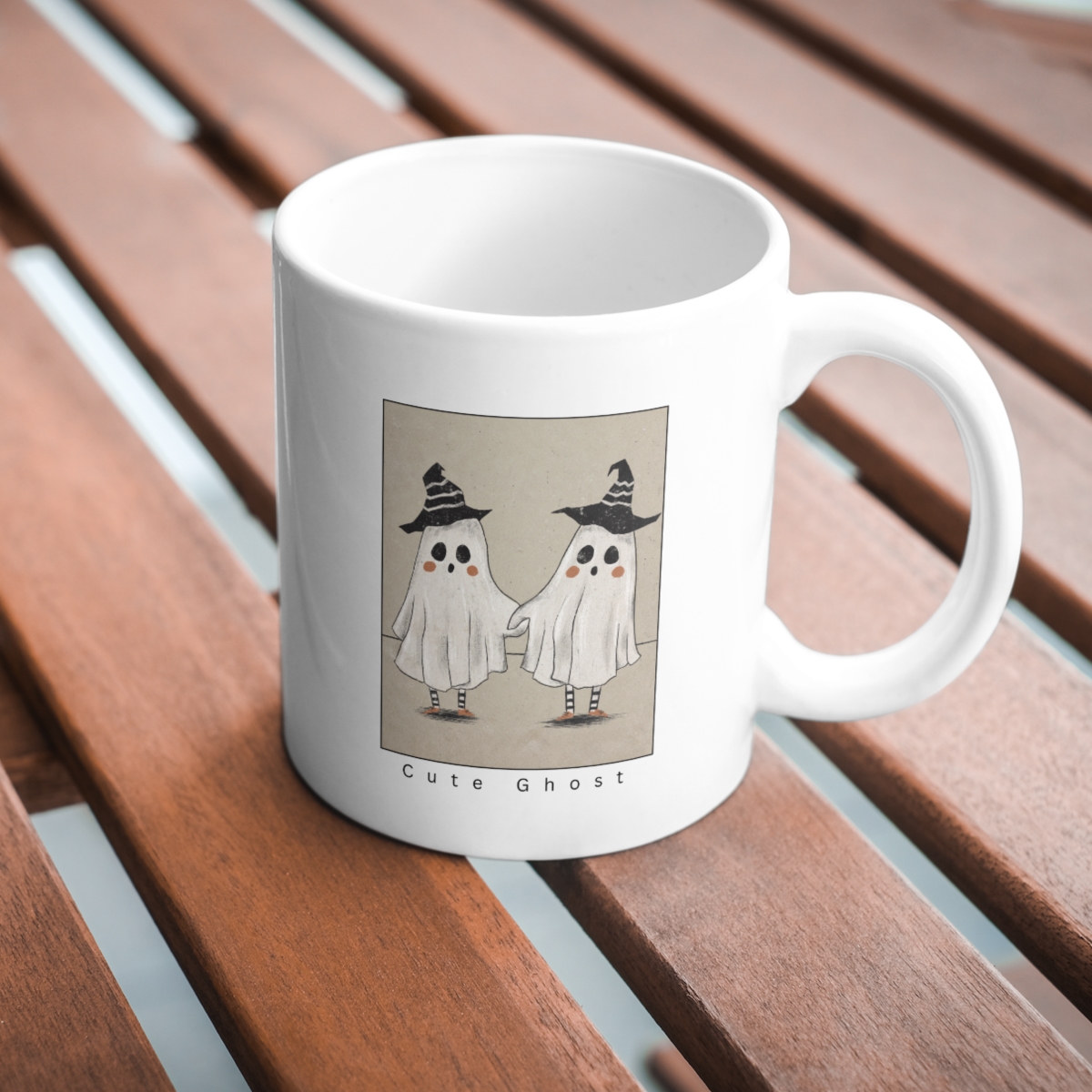 CMG11-IGCM-CUTEGHOST Cute Ghost Emoji Coffee and Tea Ceramic Mug 11oz